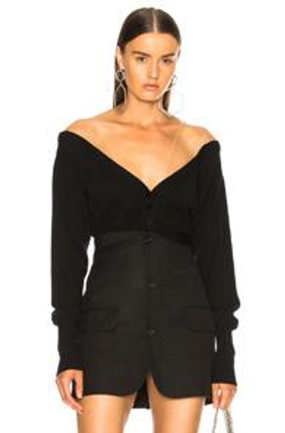 Shop Alexander Wang Fitted Cropped Cardigan In Black