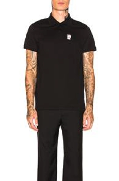 Shop Saint Laurent Serpant Polo 衫 In Black & Silver