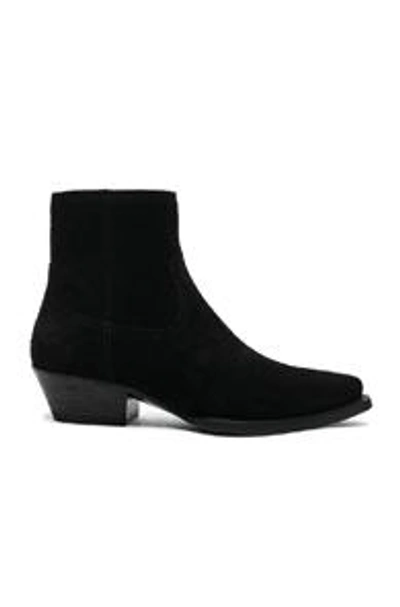 Shop Saint Laurent Suede Lukas Western Boots In Black