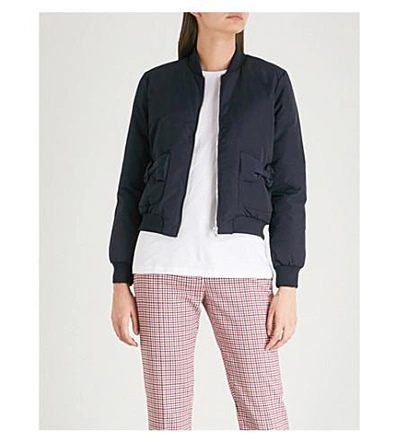 Shop Claudie Pierlot Bow-detail Shell-down Jacket In Midnight Blue