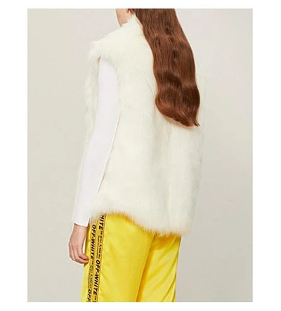 Shop Off-white Striped Faux-fur Gilet In White
