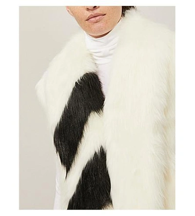 Shop Off-white Striped Faux-fur Gilet In White