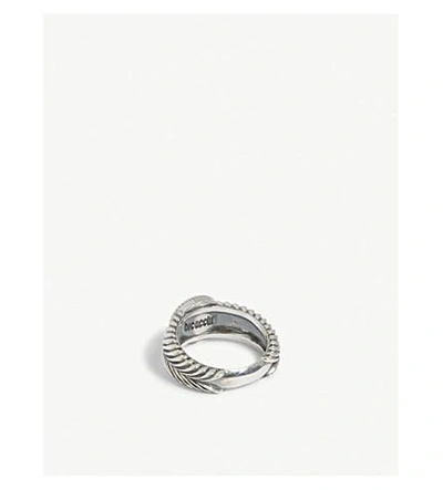 Shop Emanuele Bicocchi Gem-embellished Feather Silver Ring In Black