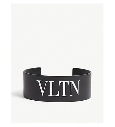 Shop Valentino Vltn Metal Cuff In Black White