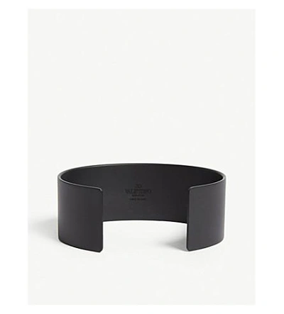 Shop Valentino Vltn Metal Cuff In Black White