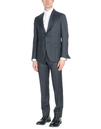 Shop Isaia Suits In Steel Grey