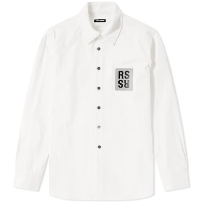Shop Raf Simons Patch Denim Shirt In White