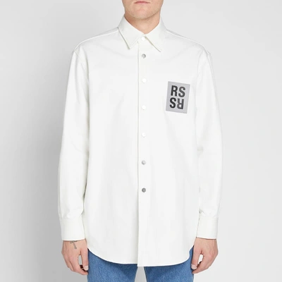 Shop Raf Simons Patch Denim Shirt In White