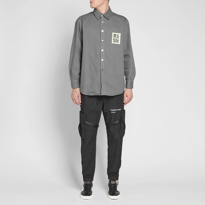 Shop Raf Simons Patch Denim Shirt In Grey