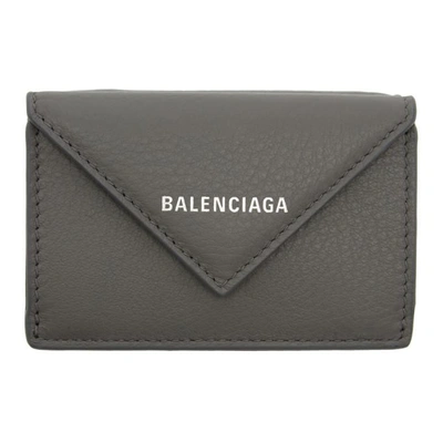 Shop Balenciaga Grey Mini Papier Wallet In 1215 Drkgre
