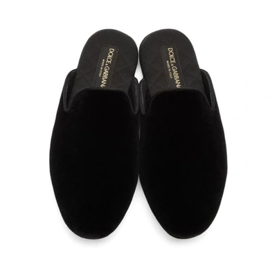 Shop Dolce & Gabbana Black Velvet Slip-on Loafers In 80999 Black