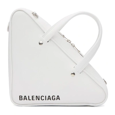 Shop Balenciaga White Xs Triangle Chain Bag In 9000 White