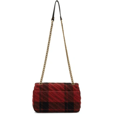 Shop Balenciaga Red And Black Medium Plaid Bb Round Bag In 6560 Red/bl