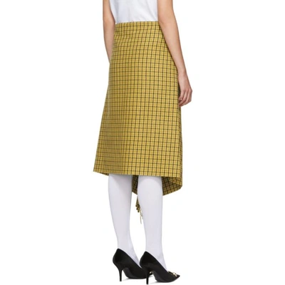 Shop Balenciaga Yellow Houndstooth Fringe Skirt In 7200 Yellow