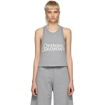 Shop Opening Ceremony Grey Cropped Logo Tank Top In 0300 Grey