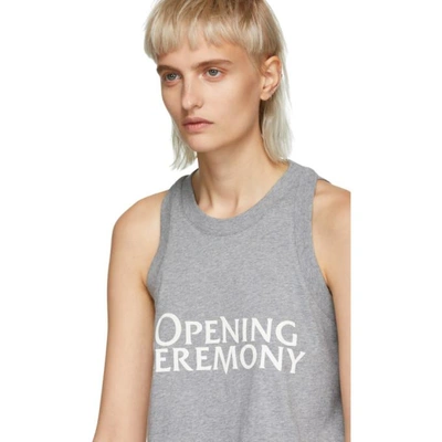 Shop Opening Ceremony Grey Cropped Logo Tank Top In 0300 Grey