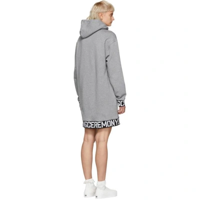 Shop Opening Ceremony Grey Elastic Logo Unisex Hoodie Dress In 0300 Grey