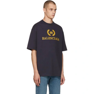 Shop Balenciaga Navy Bb T-shirt In 4128 Navy