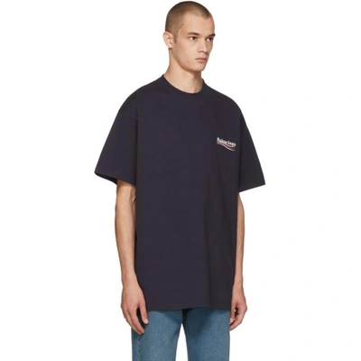 Shop Balenciaga Navy Campaign Logo T-shirt In 4128 Navy