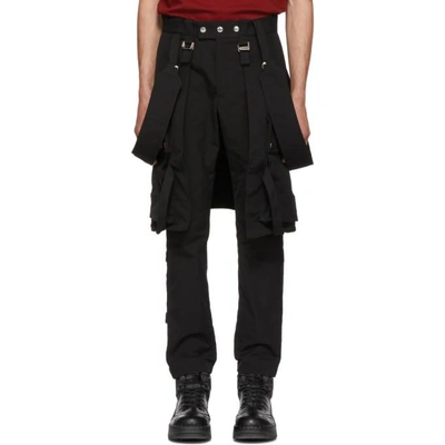 Shop Almostblack Black Utility Trousers With Straps