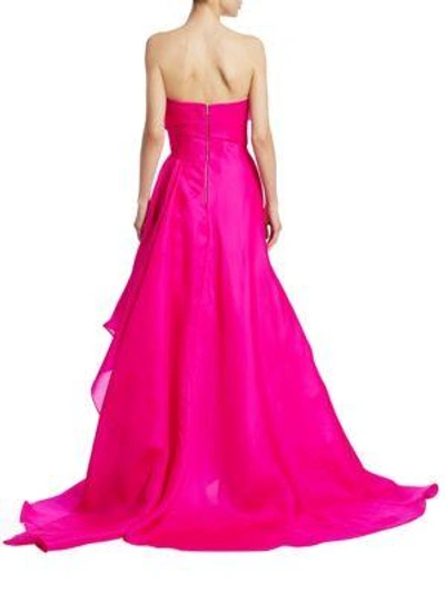 Shop Rubin Singer Strapless Hand-draped Gown In Shocking Pink