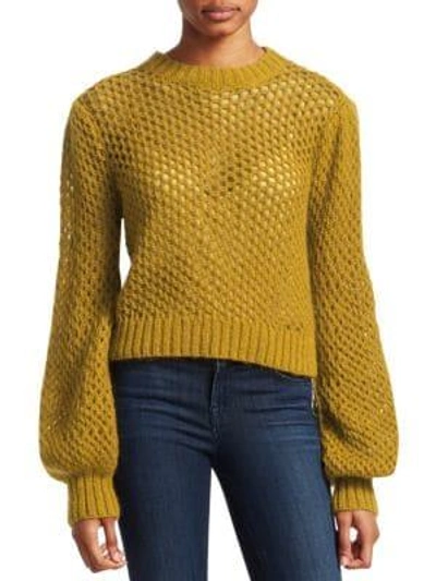 Shop Zimmermann Unbridled Mohair-blend Crop Sweater In Mustard