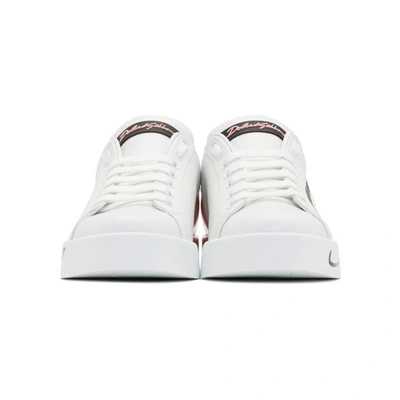 Shop Dolce & Gabbana White & Pink Writing Sneakers
