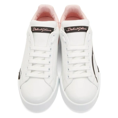 Shop Dolce & Gabbana White & Pink Writing Sneakers