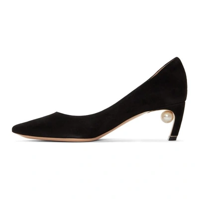 Shop Nicholas Kirkwood Black Suede Mira Pearl Heels In N99 Black