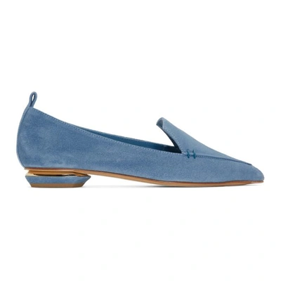 Shop Nicholas Kirkwood Blue Suede Beya Loafers In B44 Bluebir