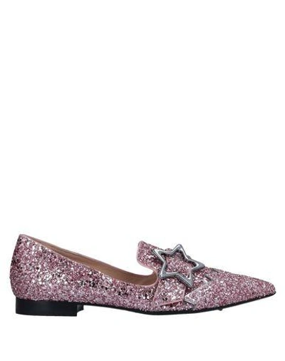 Shop Pinko Loafers In Pastel Pink