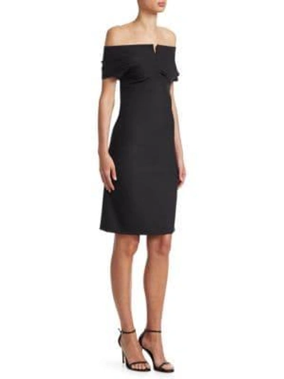 Shop Helmut Lang Off-the-shoulder Sheath Dress In Black