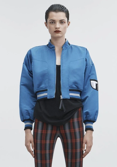 Shop Alexander Wang Cropped Bomber In Blue