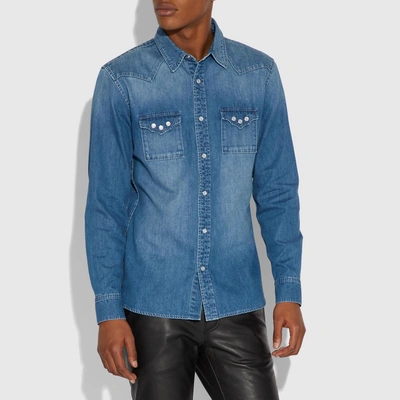 Shop Coach Western Shirt - Men's In Light Indigo