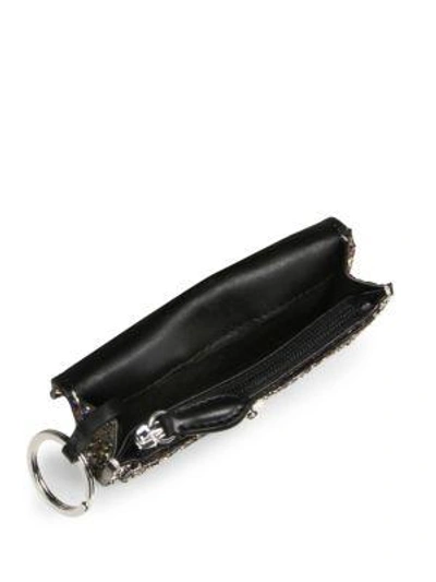 Shop Rebecca Minkoff Glittler Leather Bi-fold Key Ring Wallet In Silver Multi