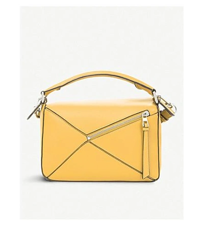 Shop Loewe Puzzle Small Multi-function Leather Bag In Yellow Mango