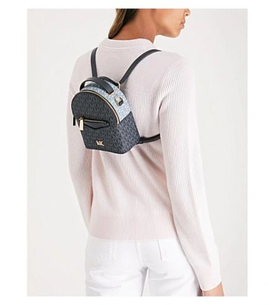 Shop Michael Michael Kors Michael Kors Blue Jessa Leather Cross Body Backpack In Admrl/plblue