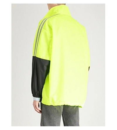 Shop Balenciaga Logo-print Reflective Shell Jacket In Noirjaune