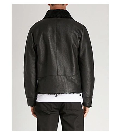 Shop Mcq By Alexander Mcqueen Shearling Leather Jacket In Darkest Black