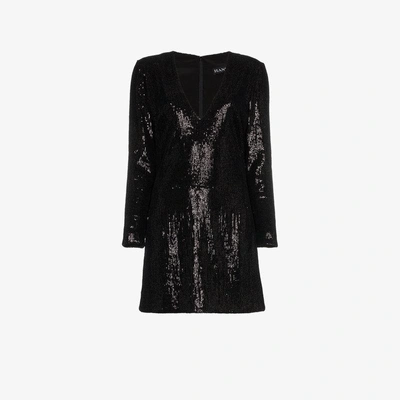 Shop Haney Hailey Sequin Embellished Mini Dress In Black