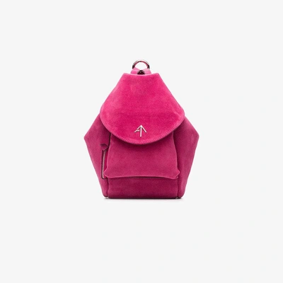Shop Manu Atelier Fuchsia Fernweh Mini Suede Backpack In Pink/purple