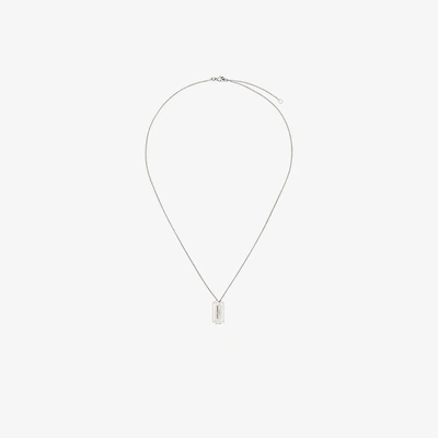 Shop Saint Laurent Metallic Silver Razor Blade Pendant Necklace