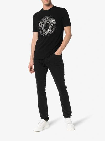 Shop Versace Medusa Logo T-shirt In Black