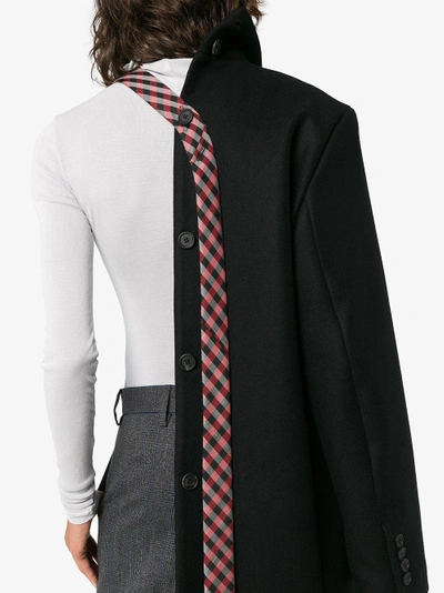 Shop Delada Checked Tie Double Breasted Coat In Black