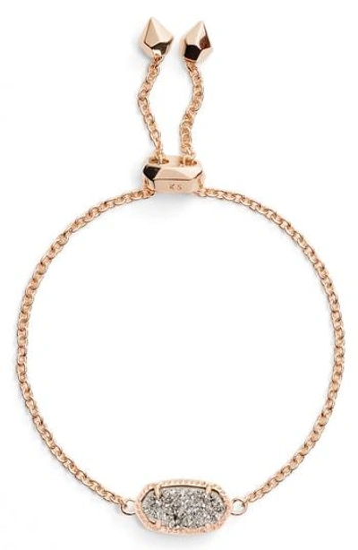 Shop Kendra Scott Elaina Bracelet In Platinum Drusy/ Rose Gold