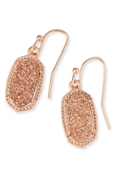 Shop Kendra Scott Lee Small Drop Earrings In Rose Drusy/ Rose Gold