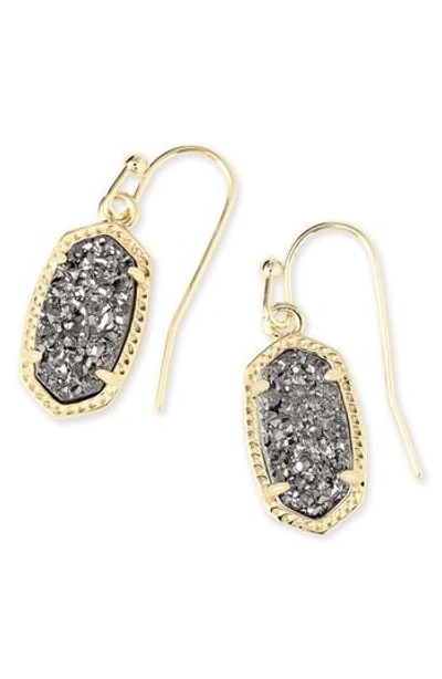 Shop Kendra Scott Lee Small Drop Earrings In Platinum Drusy/ Gold