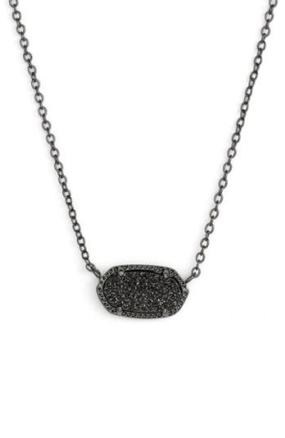 Shop Kendra Scott Elisa Pendant Necklace In Gunmetal/ Black Drusy