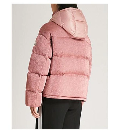 Shop Moncler Caille Hooded Metallic Shell-down Coat In Light Pink