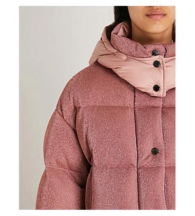 Shop Moncler Caille Hooded Metallic Shell-down Coat In Light Pink
